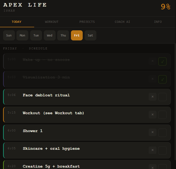 Apex Life dashboard